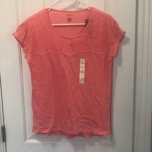 Sonoma Size Small Lace Detail Short Sleeve Top